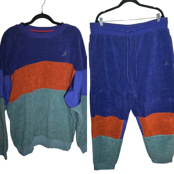 Nike Air Jordan Fleece Color Block Retro Matching Set Sweatshirt Sweatpants XXL - Picture 1 of 16